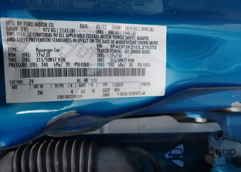 2013 Ford Focus Se from USA, damaged, VIN 1FADP3K21DL276372